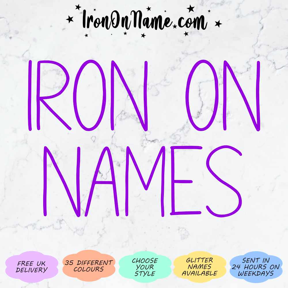 Iron on Name Transfers Vinyl Cut IronOn Names Free UK Delivery